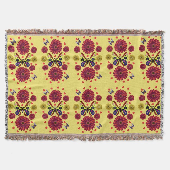 Benutzerdefiniertes Frühlings-Schmetterling-Blumen Decke (Vorderseite)