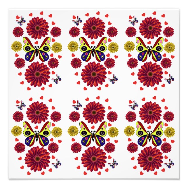 Benutzerdefiniertes Frühlings-Schmetterling-Blumen Fotodruck (Vorne)