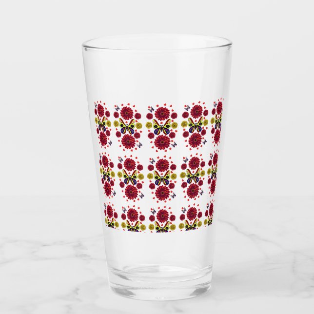 Benutzerdefiniertes Frühlings-Schmetterling-Blumen Glas (Vorderseite)