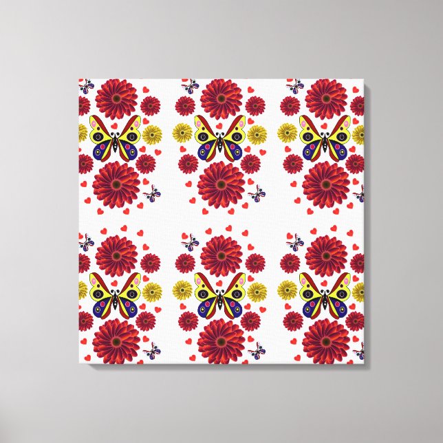 Benutzerdefiniertes Frühlings-Schmetterling-Blumen Leinwanddruck (Vorderseite)
