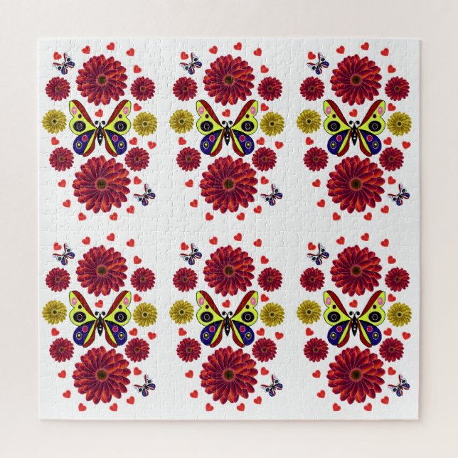 Benutzerdefiniertes Frühlings-Schmetterling-Blumen Puzzle (Vertikal)