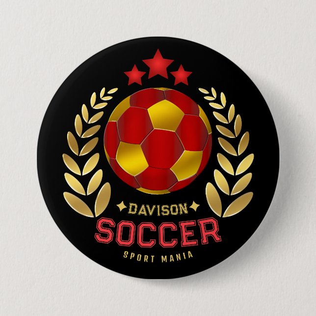 Benutzerdefiniertes Fußball-Logo mit Namen Button (Vorderseite)