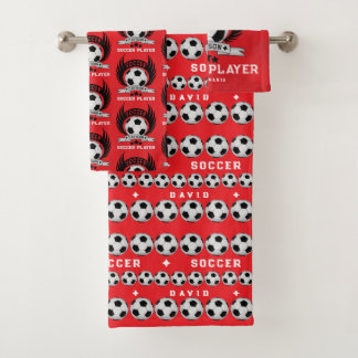 Benutzerdefiniertes Fußball-Sportler-Emblem mit Ba Badhandtuch Set