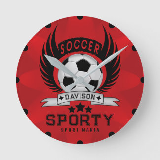 Benutzerdefiniertes Fußball-Sportler-Emblem mit Ba Runde Wanduhr