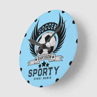 Benutzerdefiniertes Fußball-Sportler-Emblem mit Ba Runde Wanduhr