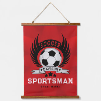 Benutzerdefiniertes Fußball-Sportler-Emblem mit Ba Wandteppich Mit Holzrahmen