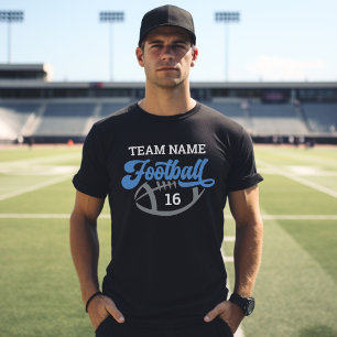 Benutzerdefiniertes Fußball-Team-Script Blau-Schwa T-Shirt