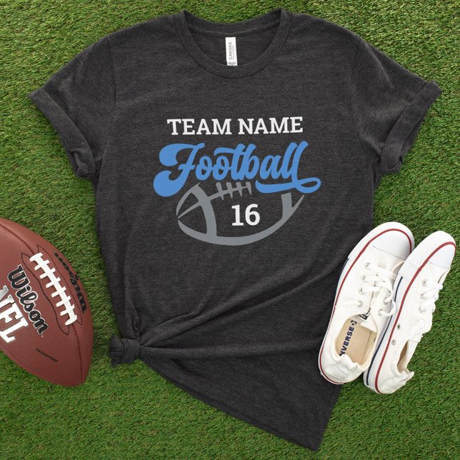 Benutzerdefiniertes Fußballteam-Script Blau Schwar Tri-Blend Shirt (Von Creator hochgeladen)