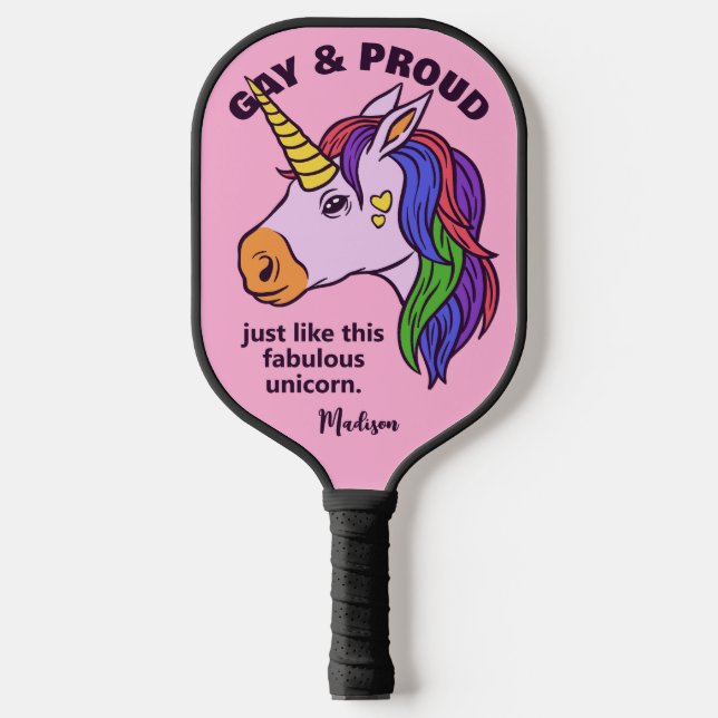 Benutzerdefiniertes Gay Unicorn Pickleball Schläger (Vorderseite)