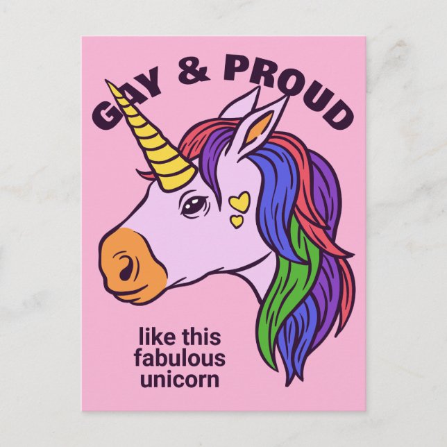Benutzerdefiniertes Gay Unicorn Postkarte (Vorderseite)