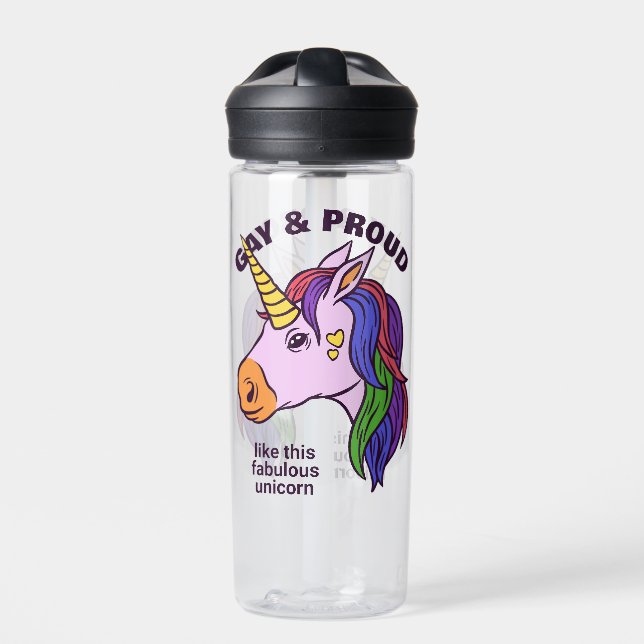 Benutzerdefiniertes Gay Unicorn Trinkflasche (Vorderseite)