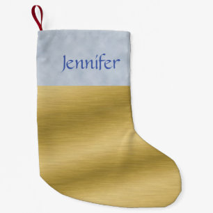 Benutzerdefiniertes gebürstetes Gold-Look mit blau Kleiner Weihnachtsstrumpf