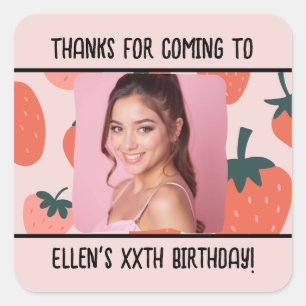 Benutzerdefiniertes Geburtsdatum Foto Name jedes A Quadratischer Aufkleber