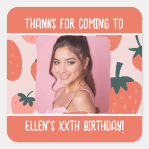 Benutzerdefiniertes Geburtsdatum Foto Name jedes A Quadratischer Aufkleber