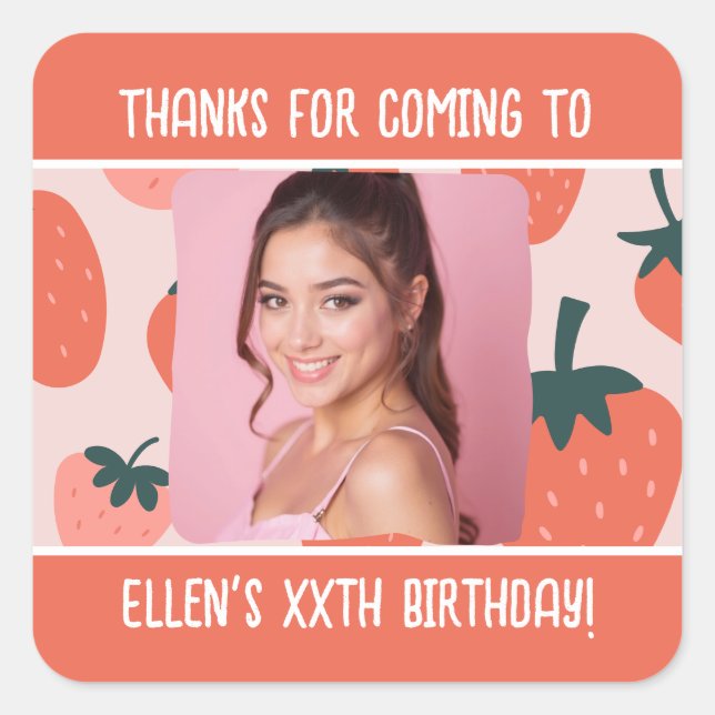 Benutzerdefiniertes Geburtsdatum Foto Name jedes A Quadratischer Aufkleber (Vorderseite)