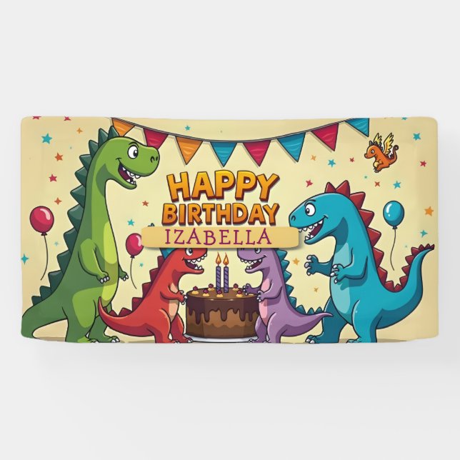 Benutzerdefiniertes Geburtstagsbanner Dinosaurier  Banner (Horizontal)