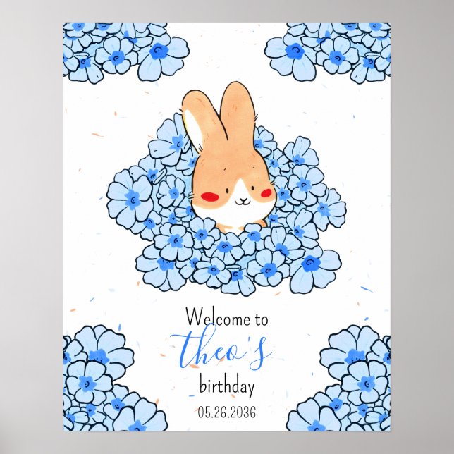 Benutzerdefiniertes Geburtstagsplakat Kaninchen Bl Poster (Vorne)