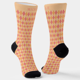 Benutzerdefiniertes Gelb Pink Rot Orange Argyle-Mu Socken