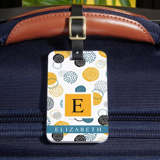 Benutzerdefiniertes, gelbes, blaues Abstraktes Mus Gepäckanhänger (Vorderseite Insitu 2)