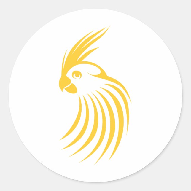 Benutzerdefiniertes gelbes Cockatil-Logo Runder Aufkleber (Vorderseite)