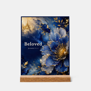 Benutzerdefiniertes Geliebtes Blaues und Goldenes Acrylschild