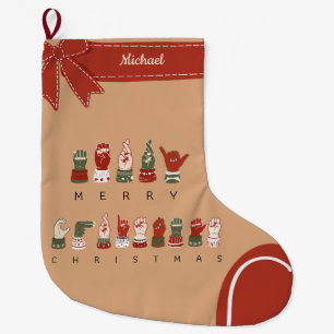 Benutzerdefiniertes gemütliches ASL Frohe Weihnach Großer Weihnachtsstrumpf