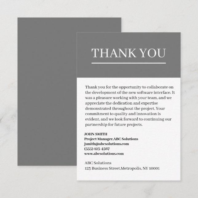 Benutzerdefiniertes Geschäft für Unternehmen dank  Dankeskarte (Vorne/Hinten)