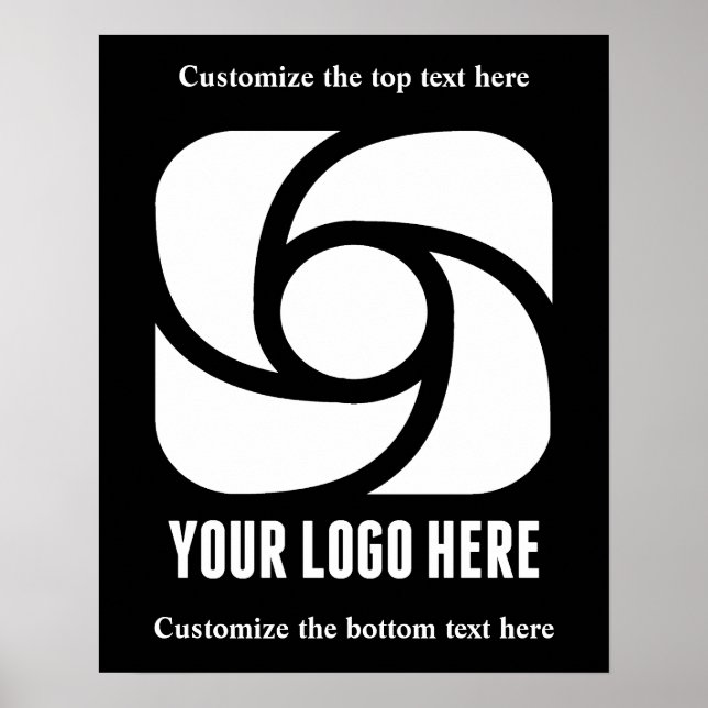 Benutzerdefiniertes Geschäft-Logo Schwarz Weiß Unt Poster (Vorne)