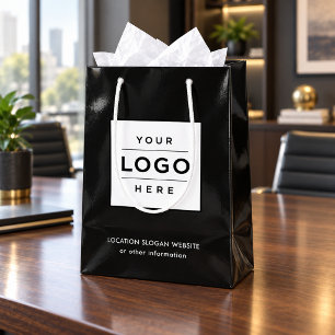 Benutzerdefiniertes Geschäft-Logo Schwarze Marken- Mittlere Geschenktüte