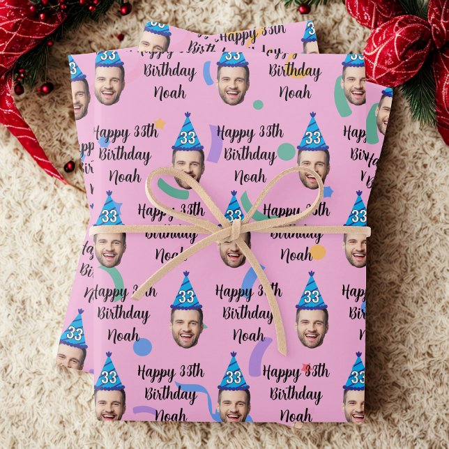 Benutzerdefiniertes Gesicht 20. 30. 40. 50. 60. Ge Geschenkpapier Set (Von Creator hochgeladen)