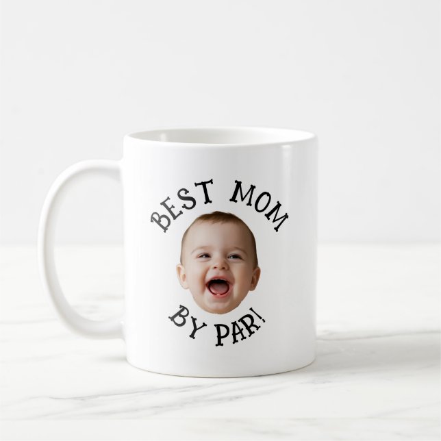 Benutzerdefiniertes Gesicht Beste Mama von Par  Kaffeetasse (Links)