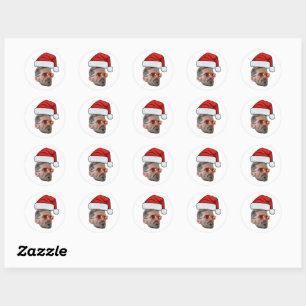 Benutzerdefiniertes Gesicht Foto Weihnachtsmann Hu Runder Aufkleber