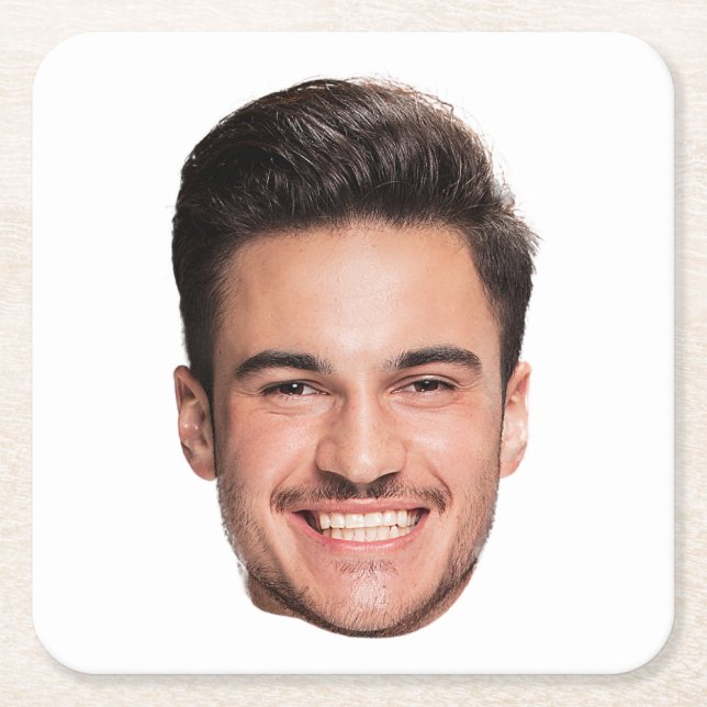 Benutzerdefiniertes Gesichtsfoto Rechteckiger Pappuntersetzer (Vorderseite)