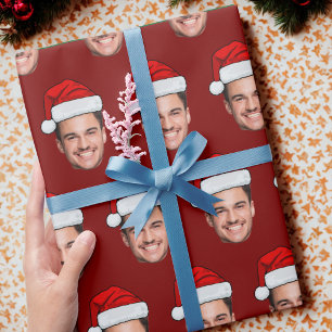Benutzerdefiniertes Gesichtsfoto Weihnachtsmann Hu Geschenkpapier