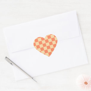 Benutzerdefiniertes Gingham-Muster Herz-Aufkleber