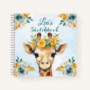 Benutzerdefiniertes Giraffen-Blumen-Skizzenbuch fü Notizbuch