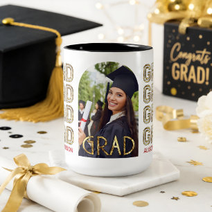 Benutzerdefiniertes Gold-Absolventen-Name und Foto Zweifarbige Tasse