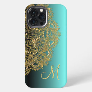 Benutzerdefiniertes Gold-Mandala-Kunstmuster auf A iPhone 13 Pro Max Hülle