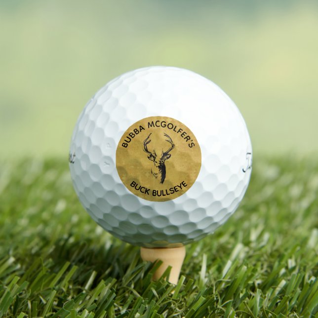 Benutzerdefiniertes Gold- und Schwarz-Buck-Logo Golfball (Insitu T-Shirt)