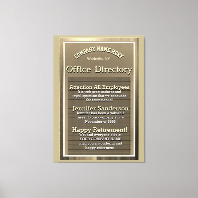 Benutzerdefiniertes Gold-Vintag-Rückzahlungszeiche Leinwanddruck (Vorderseite)