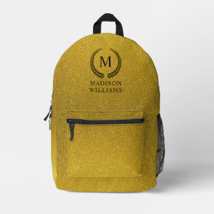 Benutzerdefiniertes Goldenes Schwarz und Gold Glit Bedruckter Rucksack