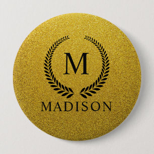 Benutzerdefiniertes Goldenes Schwarz und Gold Glit Button
