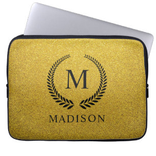 Benutzerdefiniertes Goldenes Schwarz und Gold Glit Laptopschutzhülle