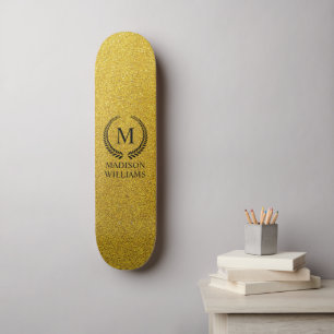 Benutzerdefiniertes Goldenes Schwarz und Gold Glit Skateboard