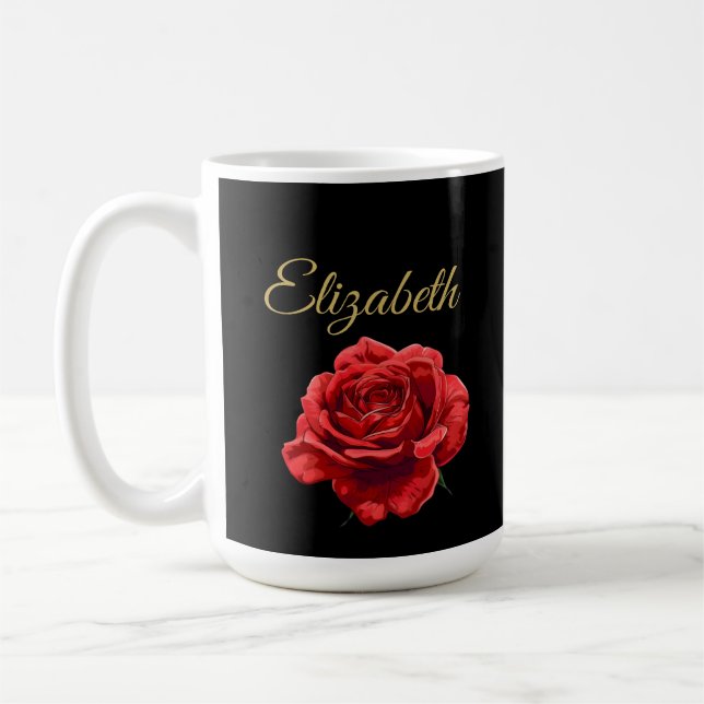 Benutzerdefiniertes Goldenes Skript Elegante Rote  Kaffeetasse (Links)