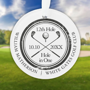 Benutzerdefiniertes Golf-Loch-in-Eins Retro Schwar Ornament