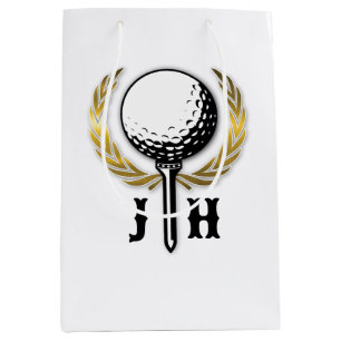 Benutzerdefiniertes Golf-Monogramm-Design in Gold Mittlere Geschenktüte