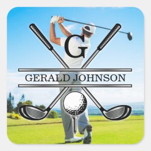 Benutzerdefiniertes Golf-Monogramm-Design Quadratischer Aufkleber