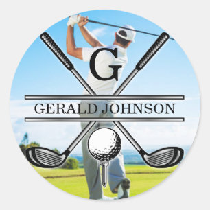 Benutzerdefiniertes Golf-Monogramm-Design Runder Aufkleber
