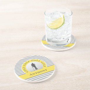 Benutzerdefiniertes Golfer-Monogramm-Name Grau Gel Getränkeuntersetzer